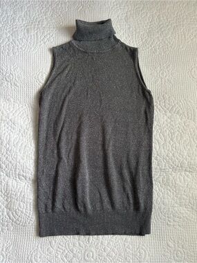 Vintage 90s Shimmer Sleeveless Turtleneck Sweater Tank Top